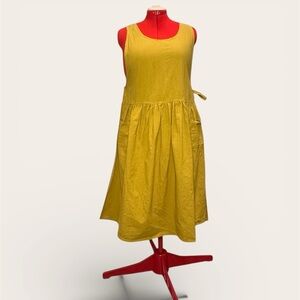 Handmade Cotton Pinafore Apron Dress in turmeric Yellow prairie cottagecore